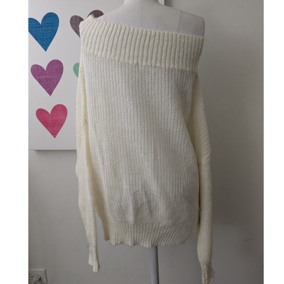 Exlura ivory wool blend oversized sweater size large - Picture 3 of 16
